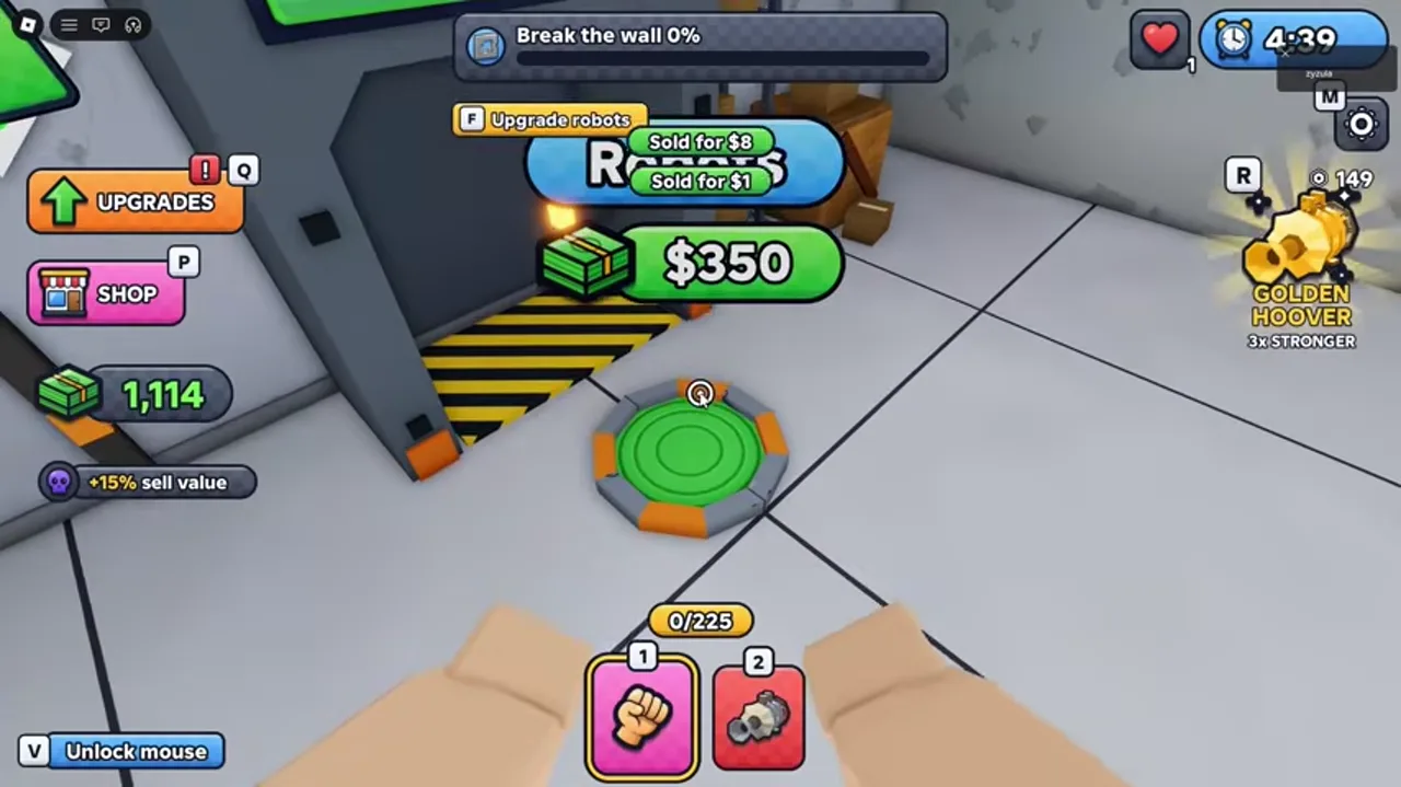 Robots station with Upgrade robots interaction prompt