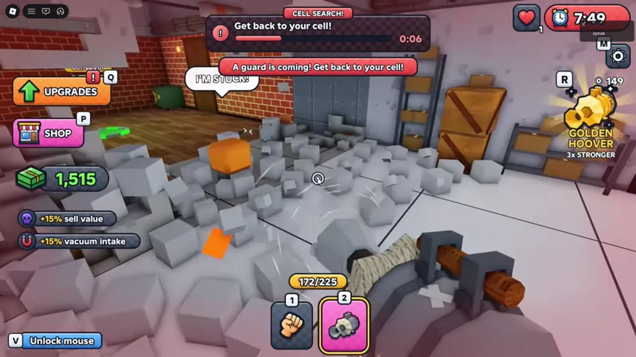 Red cell search warning and return-to-cell countdown